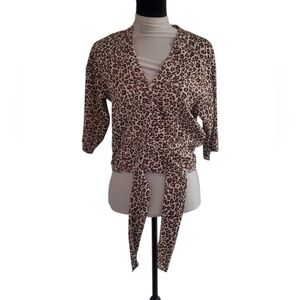 Bebe Leopard Print Wrap Top